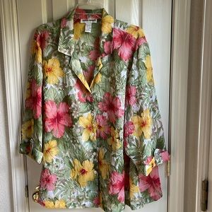 NWOT CATHY DANIELS LIGHTWEIGHT FLORAL PRINT BLOUSE SZ 2X